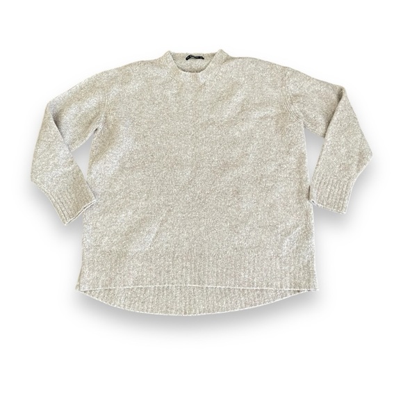 Zara Wool Blend Cream Crew Neck Sweater Medium - Picture 1 of 9